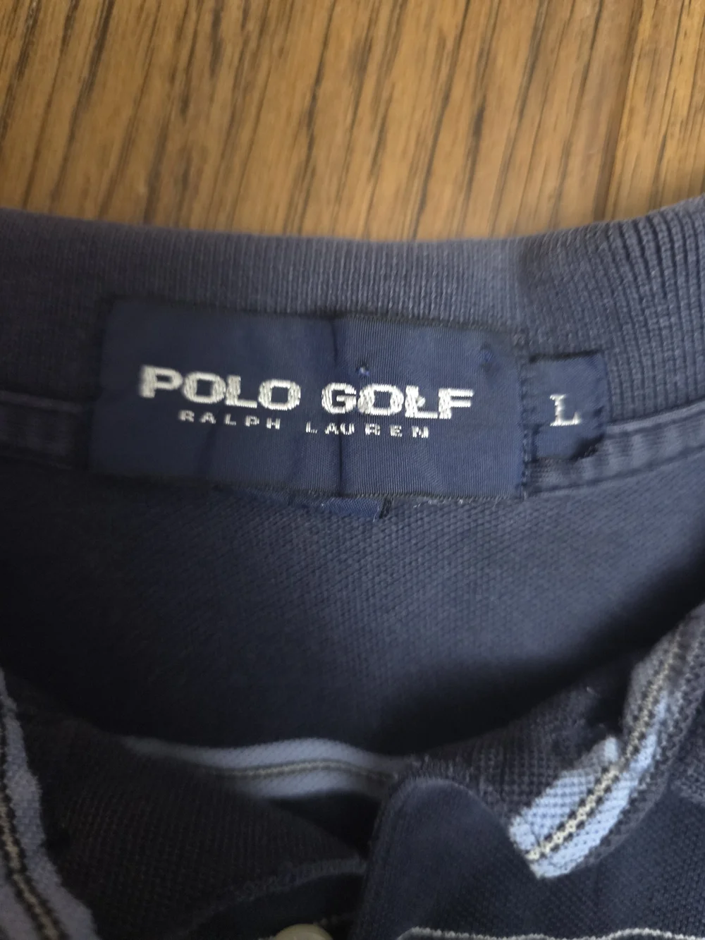 Ralph Lauren Navy Blue Polo with Light Blue Stripes